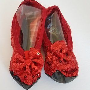 NEW Red Sequined Costume Shoe Covers Little Girls Size 10/11 EXCELLENT